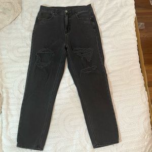 American Eagle Black Ripped Mom Jeans, Haigh-Waisted. Size 8 Regular.